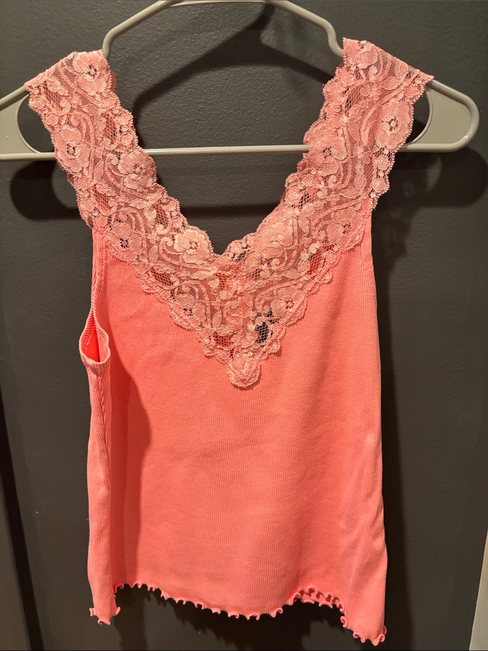 Boston Proper Pink  lace-Front Sleeveless Tank
